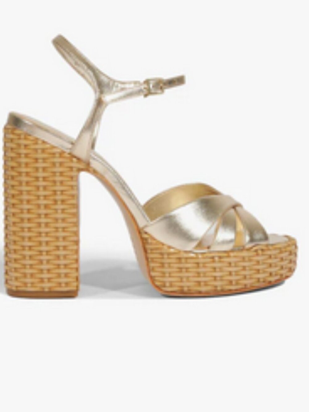 SCHUTZ Keefa Metallic Gold Woven Platform Sandals. Sz: 8.5 - Picture 3 of 13
